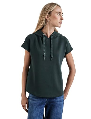 STREET ONE Damen A321945 Shirt mit Kapuze, Hunter Green, 42 im Sale